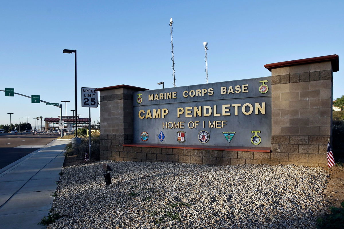 <i>Lenny Ignelzi/AP</i><br/>This 2013 file photo shows the main gate of Marine Corps Base Camp Pendleton in California.