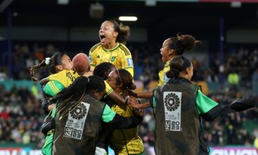 Allyson Swaby celebrates scoring her goal.