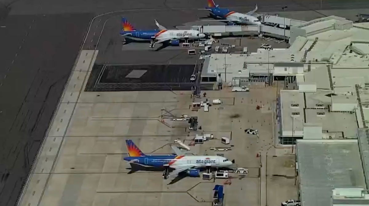 <i>WFTS</i><br/>Allegiant Air planes are seen at St. Petersburg-Clearwater International Airport on July 12.