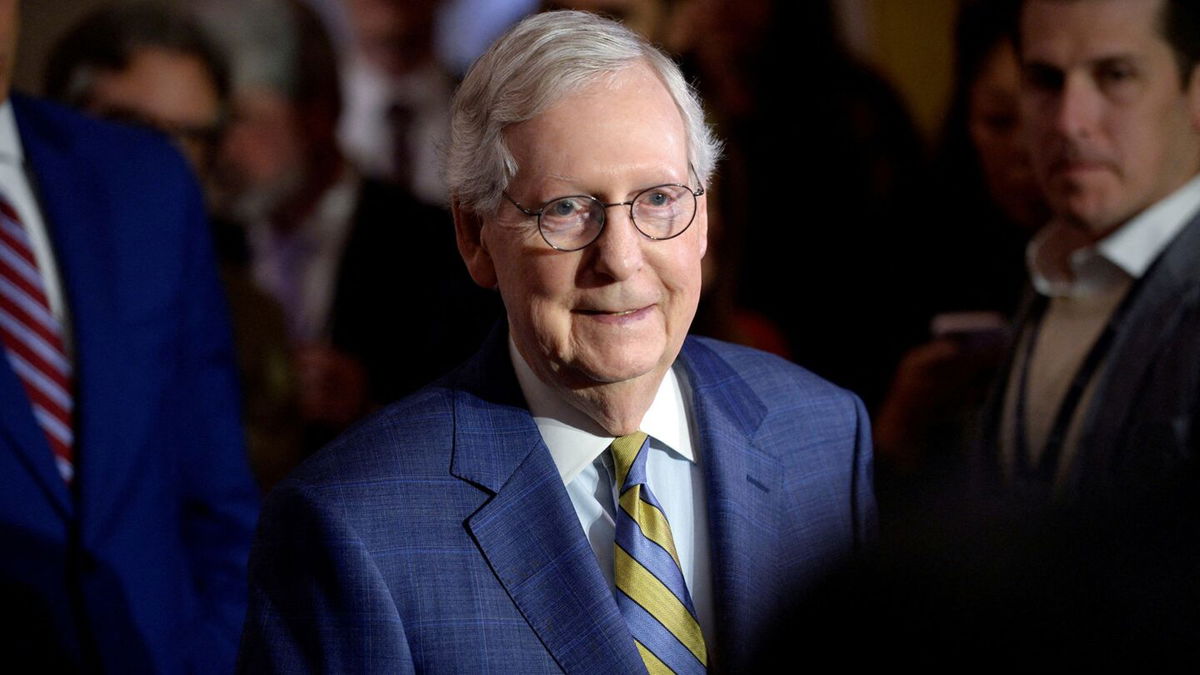 <i>POOL</i><br/>Senate Minority leader Mitch McConnell on Wednesday just froze during his weekly press conference