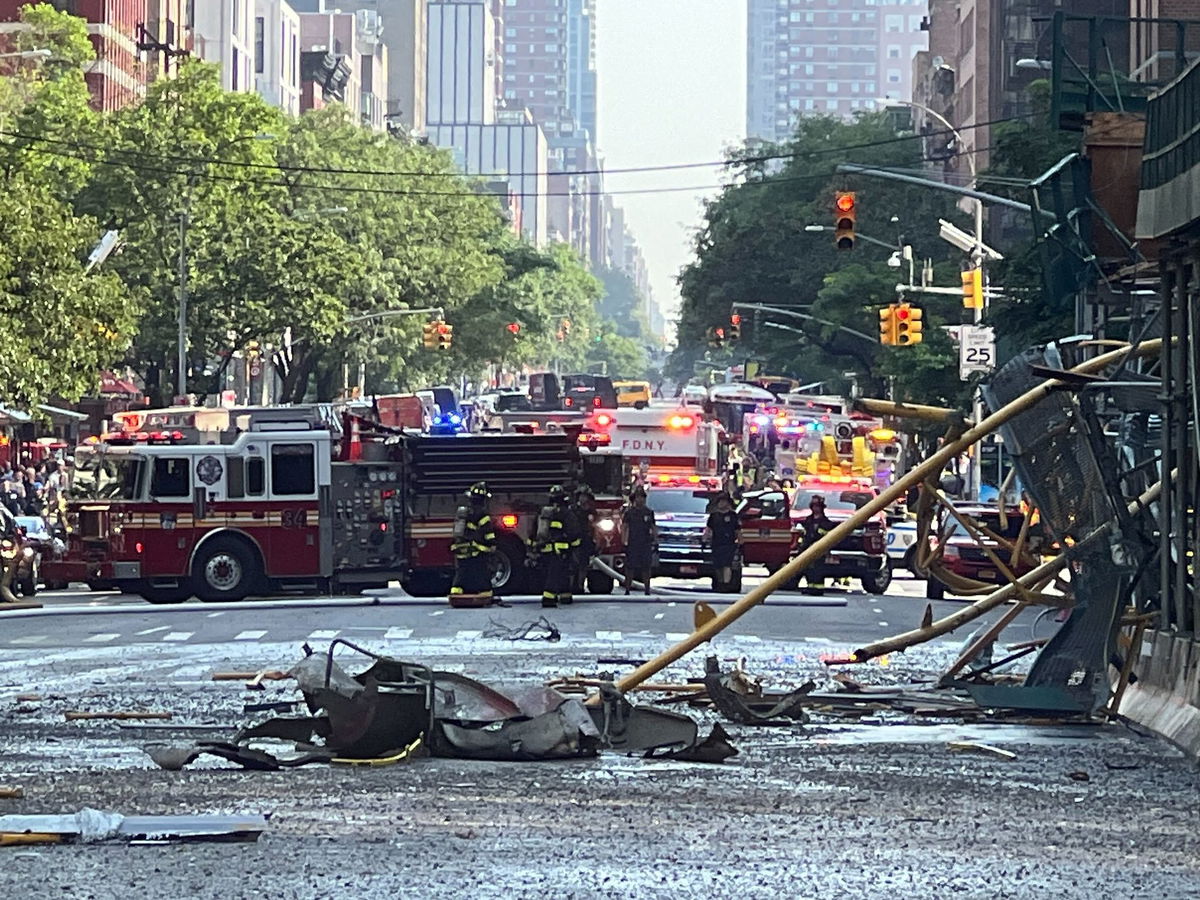 -One civilian and one firefighter were injured and in stable condition as a result of a crane collapse Wednesday morning in New York City, according to a source with the New York City Fire Department. 
-The incident occurred at a vacant construction site on 10th Avenue and 41st Street, per the FDNY. Firefighters responded to a five-alarm fire at the site, the FDNY tweeted.
-The flames could be seen from CNN's offices at Hudson Yards, as smoke rose from the scene. 
-New York City officials said to expect emergency personnel, smoke, and traffic delays in the area, the city's emergency notification system said.