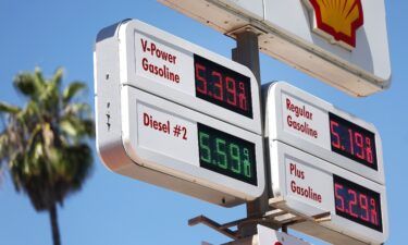 Gasoline prices are displayed at a Shell station ahead of the Labor Day weekend on August 28 in West Hollywood