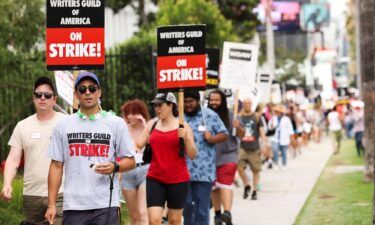 SAG-AFTRA actors and Writers Guild of America (WGA) writers walk the picket line during their ongoing strike
