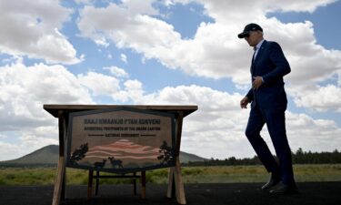 US President Joe Biden walks to sign a proclamation to designate Baaj Nwaavjo I'tah Kukveni  Ancestral Footprints of the Grand Canyon National Monument