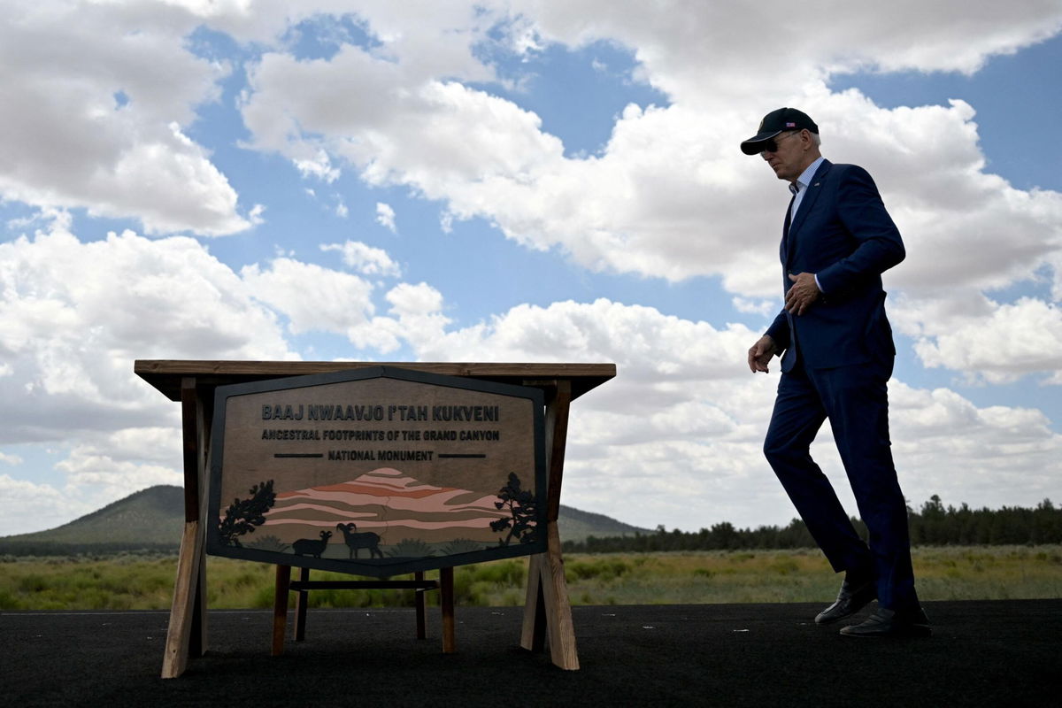 <i>Jim Watson/AFP/Getty Images</i><br/>US President Joe Biden walks to sign a proclamation to designate Baaj Nwaavjo I'tah Kukveni  Ancestral Footprints of the Grand Canyon National Monument