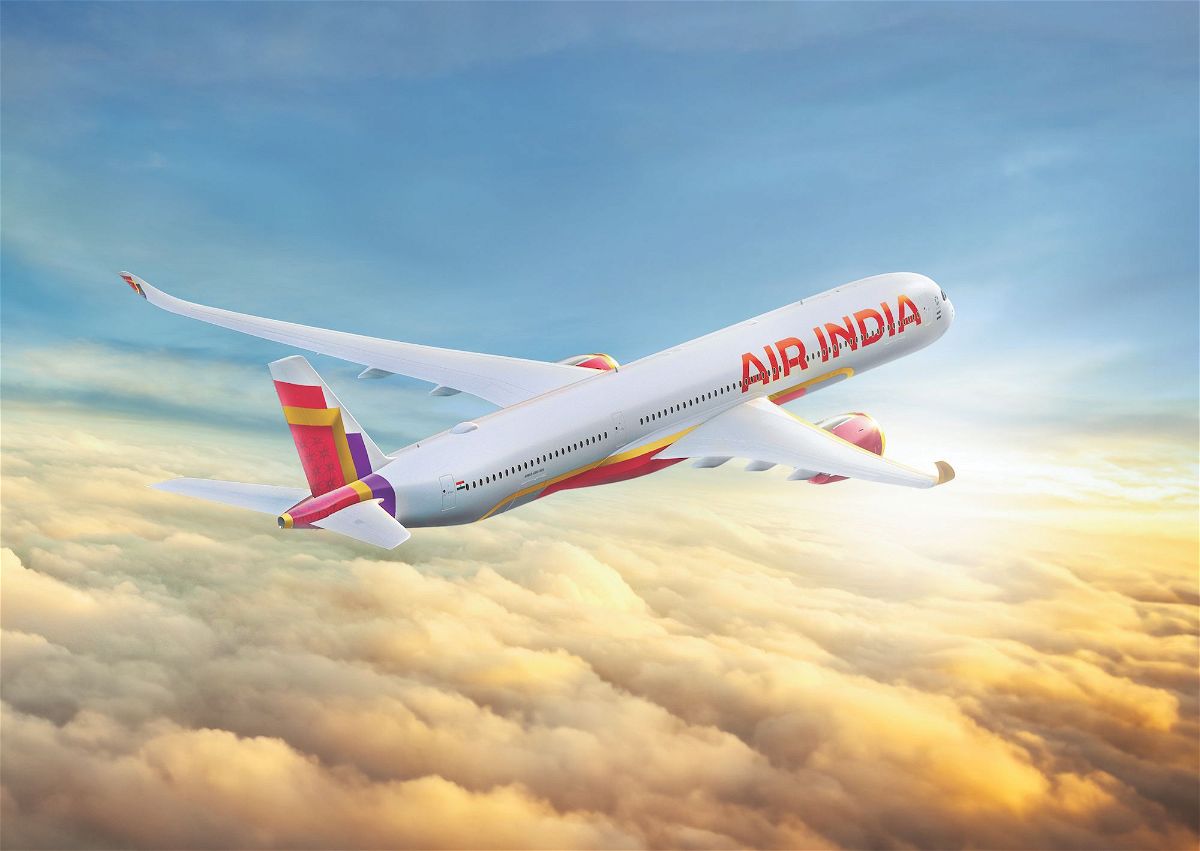 <i>Air India</i><br/>A rendering of an Air India plane bearing the airline's custom font and new color scheme is pictured here.