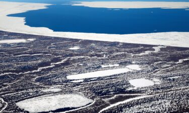 Abrupt thaws in Arctic permafrost that could potentially release infectious pathogens will become more common as the climate warms. In this aerial image