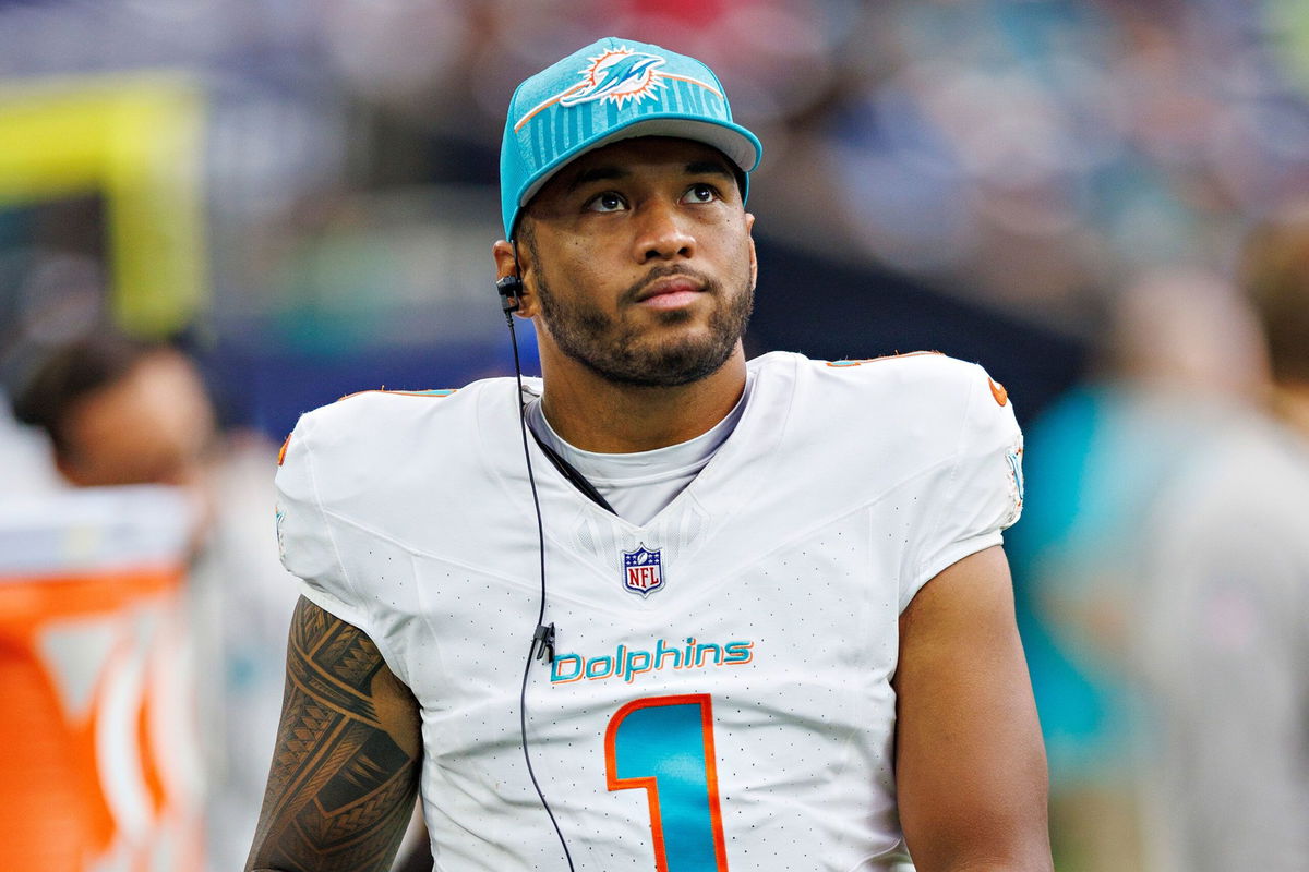 <i>Eric Christian Smith/AP</i><br/>Miami Dolphins quarterback Tua Tagovailoa looks to pass against the Houston Texans during the first half of an NFL preseason football game