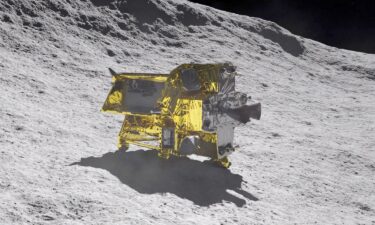 An artist's rendering shows what SLIM will look like after landing on the lunar surface.