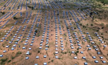 Sudanese people travel to a refugee camp in Ourang on the outskirts of Adre