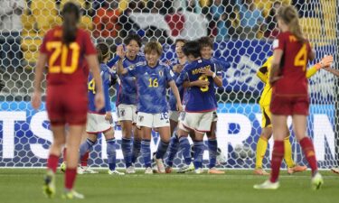 Moeka Minami challenges for the ball against Norway.