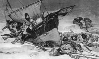 Engraving showing the end of Sir John Franklin's ill-fated Arctic expedition