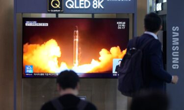 A TV screen at the Seoul Railway Station in South Korea shows a news report on North Korea's rocket launch on August 24.