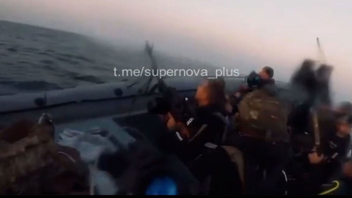 <i>Ukraine Defense Intelligence</i><br/>Footage provided by Ukraine's Defense Intelligence purports to show Ukrainian special forces firing at Russian planes from a boat near Crimea.