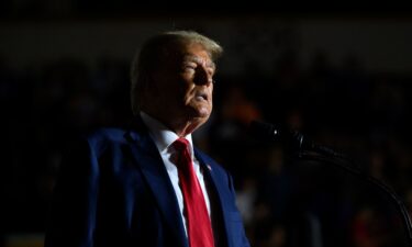 Former President Donald Trump speaks to supporters during a political rally while campaigning for the GOP nomination in the 2024 election at Erie Insurance Arena on July 29 in Erie