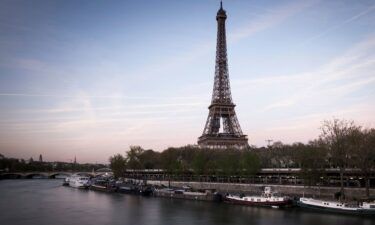 Two American tourists spent the night up the Eiffel Tower on Monday
