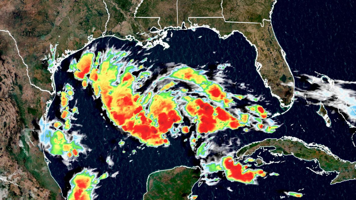 <i>CNN Weather</i><br/>This broad area of showers and thunderstorms in the central Gulf of Mexico is being called Potential Tropical Cyclone 9.