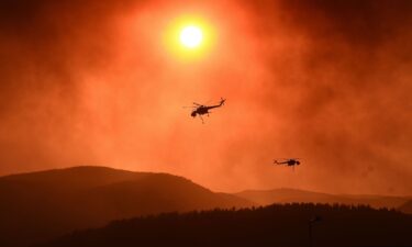 Helicopters fly over as wildfire rages near Alexandroupoli