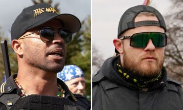 Enrique Tarrio and Ethan Nordean are pictured in a split image. Sentencing hearings for two leaders of the far-right Proud Boys group have been rescheduled after the judge canceled Aug. 30 proceedings because of a medical issue