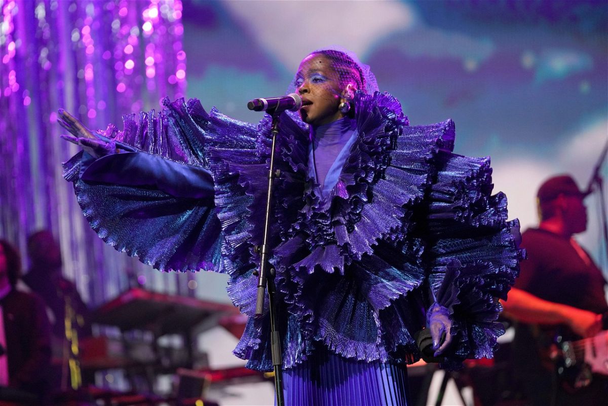 <i>Bennett Raglin/Essence/Getty Images</i><br/>Lauryn Hill performing at the 2023 Essence Fest in June in New Orleans.