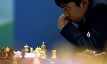 Rameshbabu Praggnanandhaa of India competes at the Masters Tata Steel Chess Tournament 2023 on January 27.