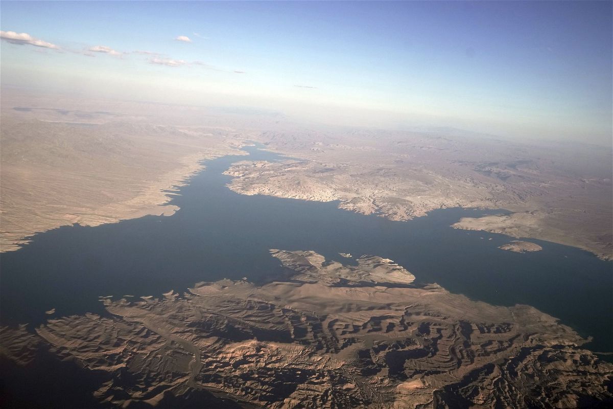 <i>Kirby Lee/AP</i><br/>Lake Mead on July 11. The US Bureau of Reclamation announced it is easing water restrictions in the Lower Colorado River Basin next year.