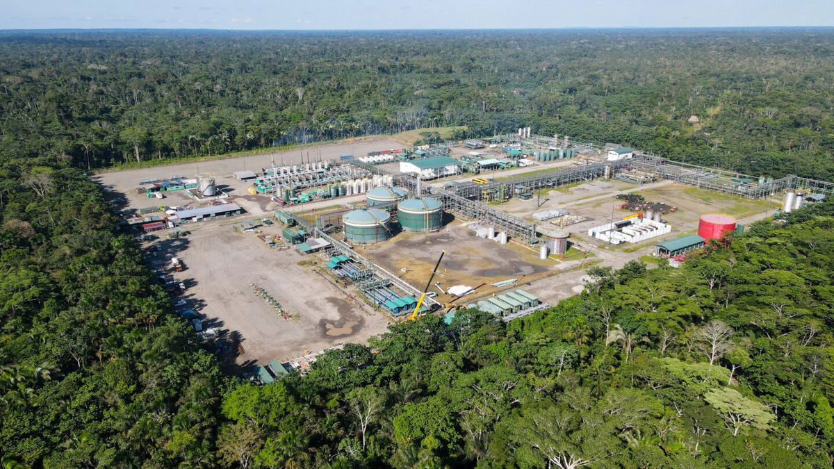 <i>Rodrigo Buendia/AFP/Getty Images</i><br/>Aerial picture shows the Tiputini Processing Center of state-owned Petroecuador in Yasuni National Park.