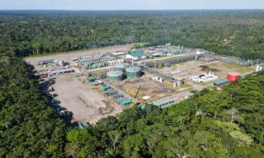 Aerial picture shows the Tiputini Processing Center of state-owned Petroecuador in Yasuni National Park.