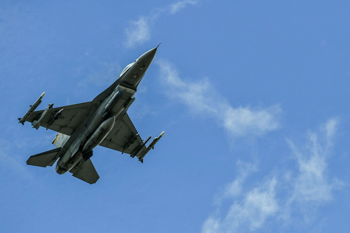 <i>Joaquin Sarmiento/AFP/Getty Images</i><br/>A US Air Force F-16 aircraft flies near the Rionegro Airport during military drills between the Colombia and the United States Air Forces in Rionegro