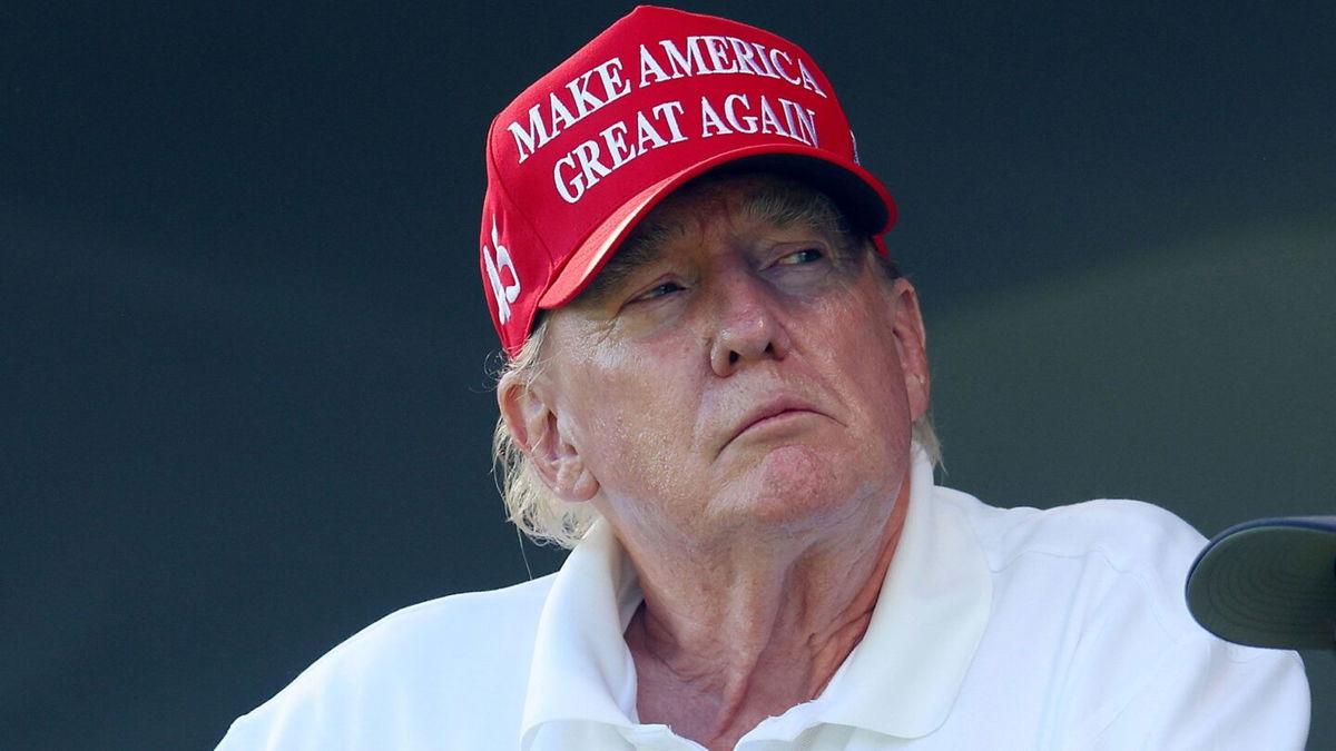 <i>Mike Stobe/Getty Images</i><br/>Former President Donald Trump is pictured here at the Trump National Golf Club on August 13