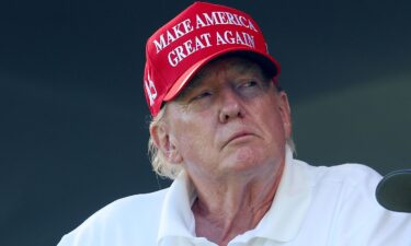 Former President Donald Trump is pictured here at the Trump National Golf Club on August 13