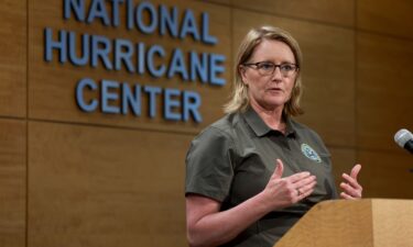 FEMA Administrator Deanne Criswell addresses the media from the National Hurricane Center on May 31 in Miami.