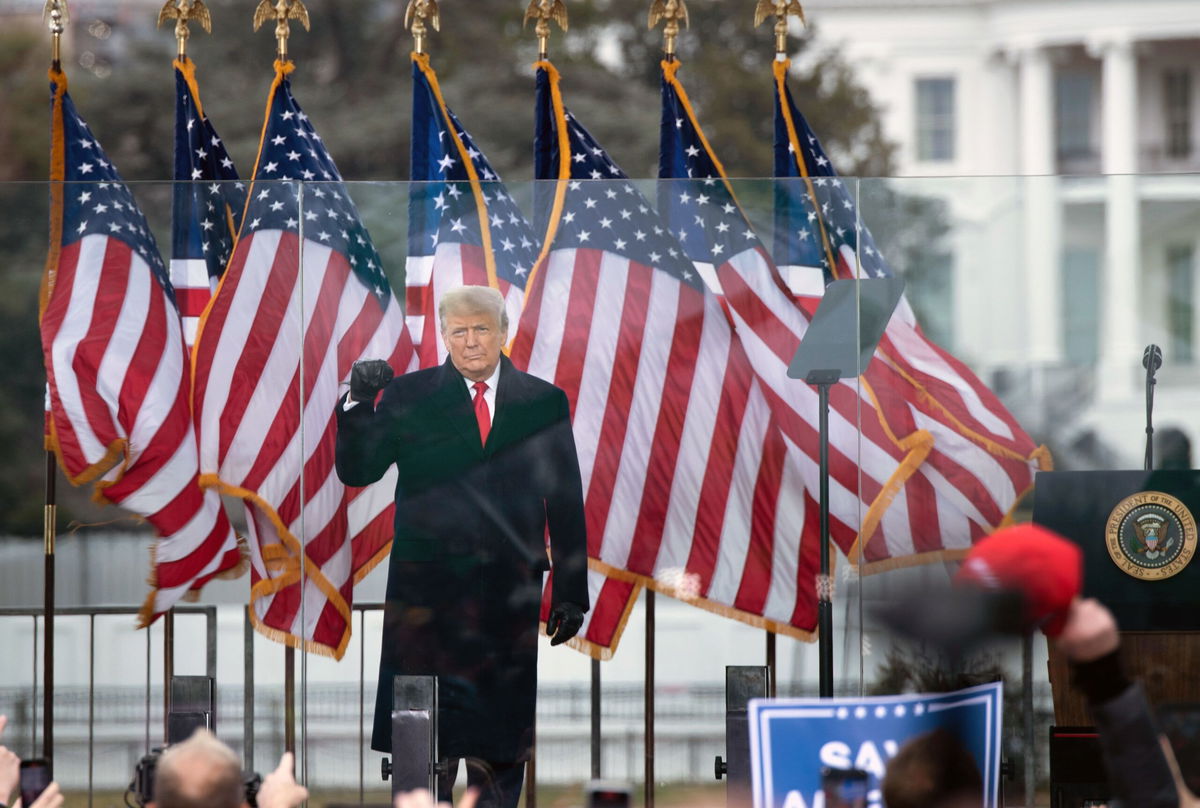 <i>Brendan Smialowski/AFP/Getty Images</i><br/>Then-President Donald Trump speaks to supporters from The Ellipse near the White House on January 6