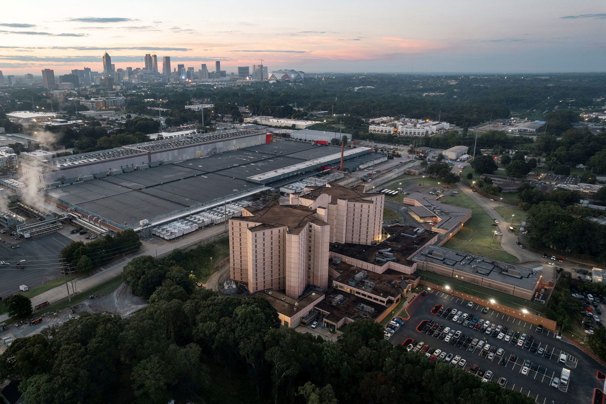 <i>Cheney Orr/Reuters</i><br/>A view of the Fulton County Jail where former President Donald Trump and 18 of his allies are required to surrender and be booked.