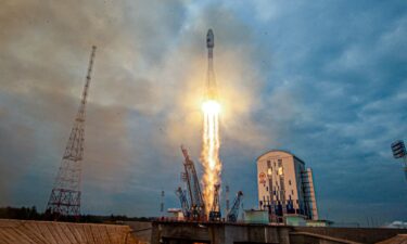 A Soyuz-2.1b rocket booster with a Fregat upper stage and the lunar landing spacecraft Luna-25 blasts off from a launchpad at the Vostochny Cosmodrome in the far eastern Amur region.