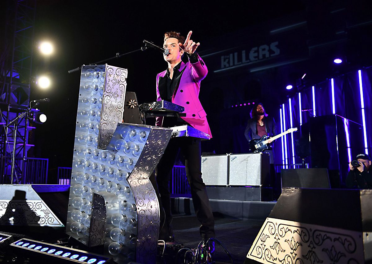<i>Denise Truscello/Formula 1/Getty Images</i><br/>Singer Brandon Flowers of The Killers pictured performing in November.