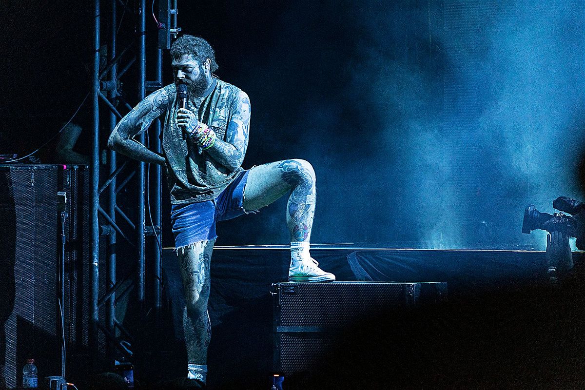 <i>Jeff Hahne/Getty Images/FILE</i><br/>Post Malone is seen here performing in North Carolina in July.