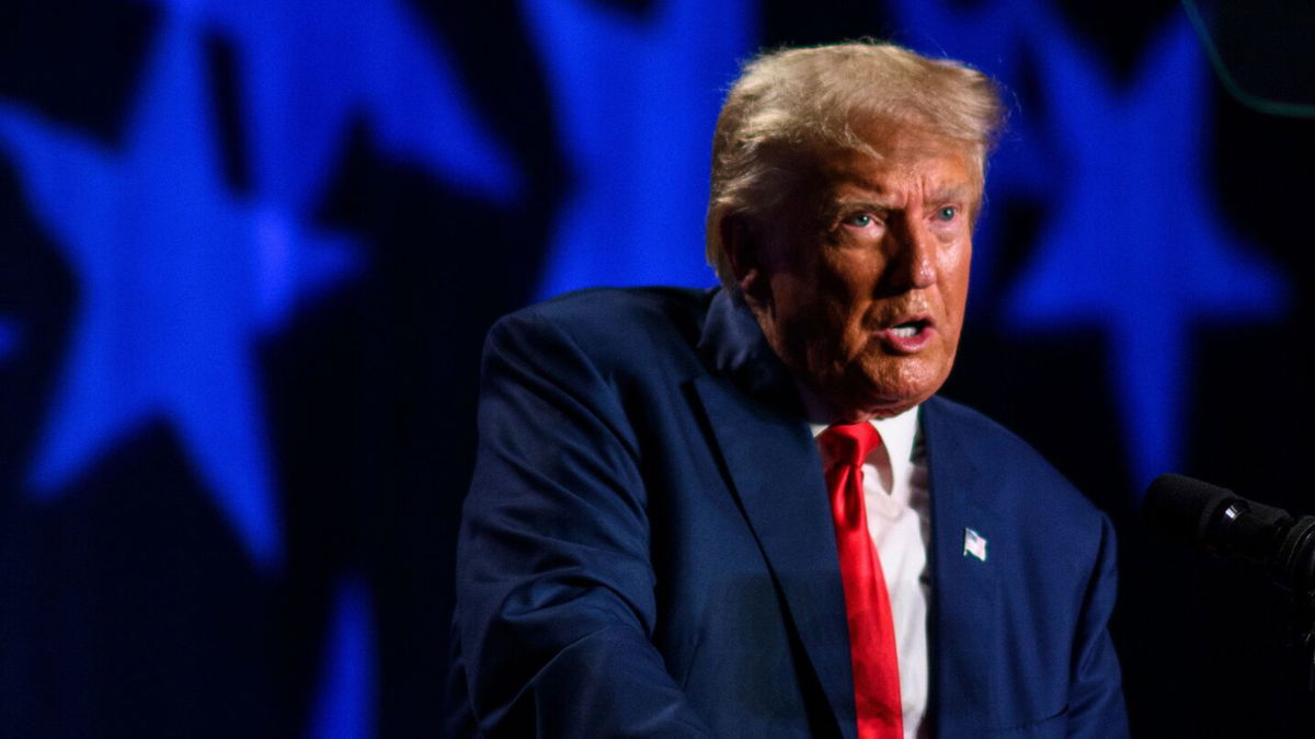 <i>Melissa Sue Gerrits/Getty Images</i><br/>Former President Donald Trump speaks as the keynote speaker at the 56th Annual Silver Elephant Dinner hosted by the South Carolina Republican Party on August 5