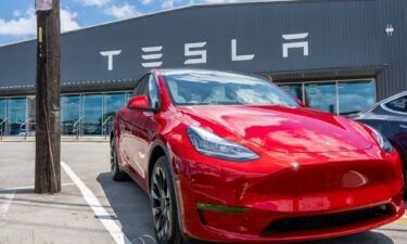 A Tesla Model Y is seen on a Tesla car lot on May 31