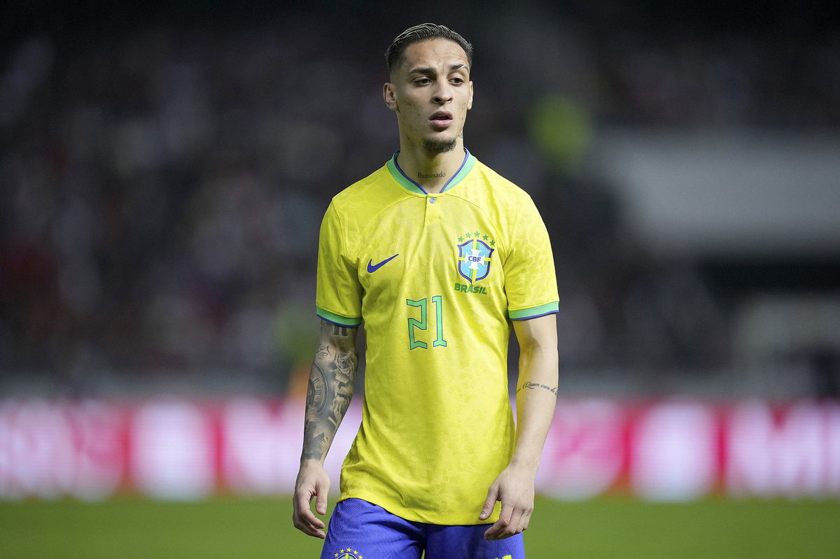 <i>Alex Caparros/Getty Images</i><br/>Antony looks on during a match between Brazil and Morocco in March.