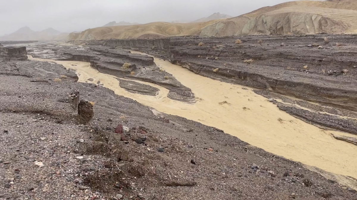 <i>National Park Service/Handout/Reuters</i><br/>A view of flooding caused by heavy rain is seen in Gower Gulch near Zabriskie Point in Death Valley National Park on August 20.  Death Valley is the driest national park in the United States