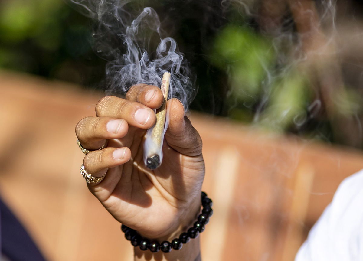 <i>Kyle Grillot/Bloomberg/Getty Images</i><br/>A customer smokes marijuana at a cannabis lounge in West Hollywood