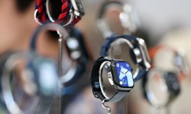 The new Apple Watch Series 9 is displayed during an Apple event on September 12 in Cupertino