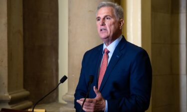 House Speaker Kevin McCarthy speaks during a media availability to announce an impeachment inquiry into President Biden at the Capitol on September 12.