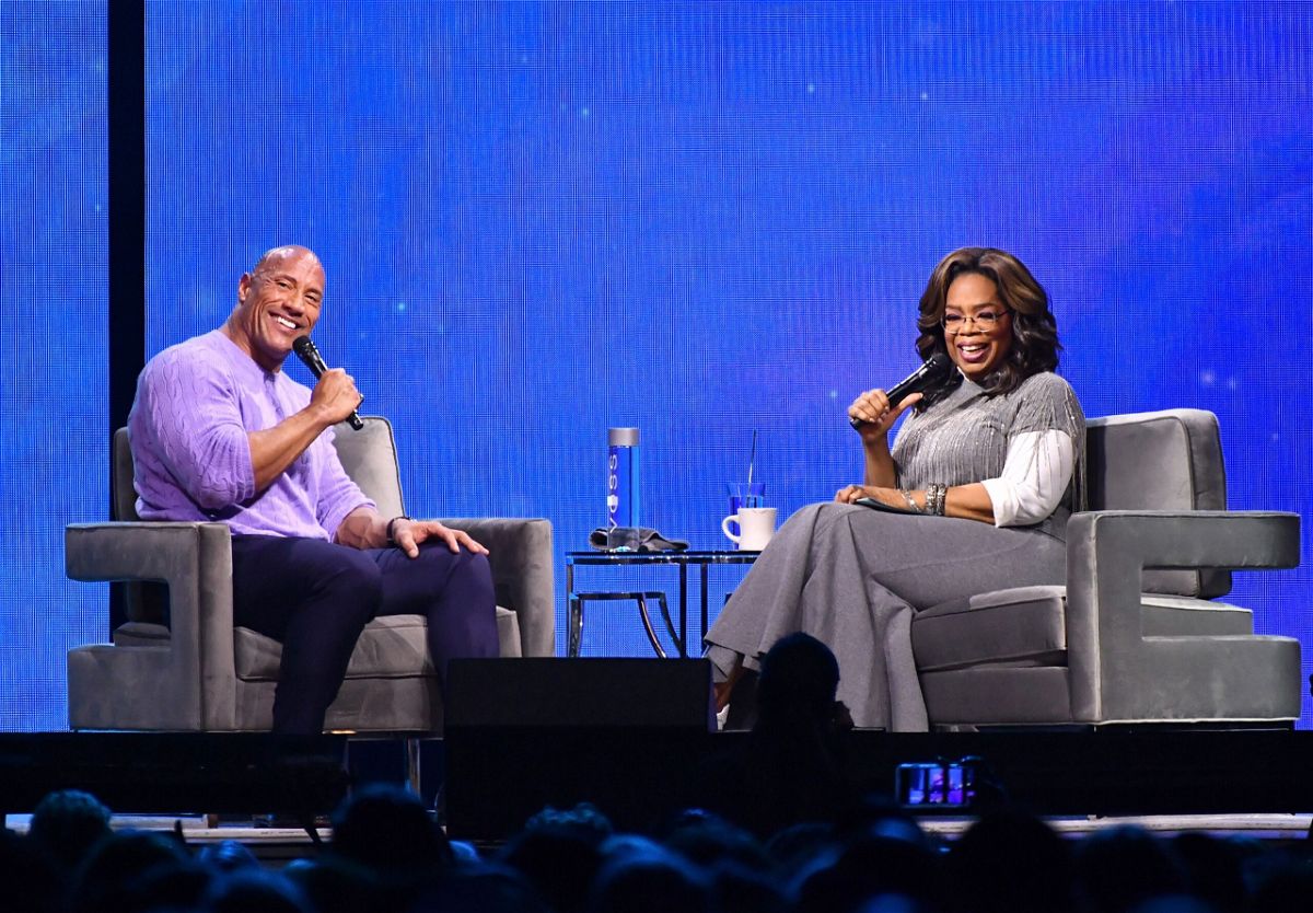 <i>Paras Griffin/Getty Images</i><br/>Oprah Winfrey and Dwayne “The Rock” Johnson have launched a recovery fund for the people who lost housing in the Maui wildfires