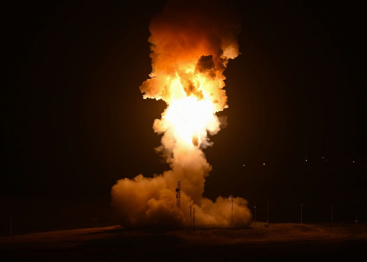 <i>Airman 1st Class Kadielle Shaw/U.S. Space Force</i><br/>An operational test launch of an Air Force Global Strike Command unarmed Minuteman III intercontinental ballistic missile launched from Vandenberg Space Force Base
