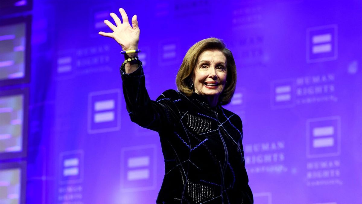 <i>Emma McIntyre/Getty Images for Human Rights Campaign</i><br/>Rep. Nancy Pelosi speaks onstage during the Human Rights Campaign Dinner at JW Marriott Los Angeles L.A. LIVE on March 25. Pelosi