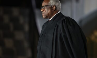 Supreme Court Justice Clarence Thomas attends the ceremonial swearing-in ceremony for Amy Coney Barrett at the White House on October 26