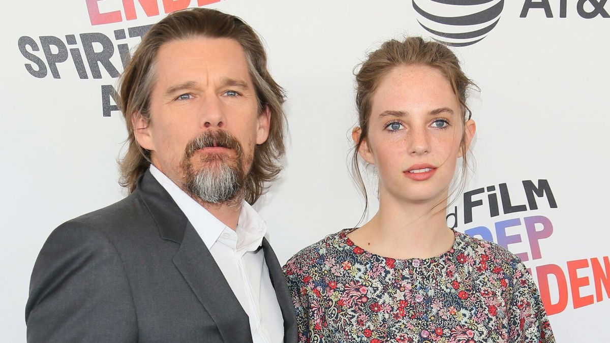 <i>Jean-Baptiste LaCroix/AFP/Getty Images</i><br/>(From left) Ethan Hawke and Maya Hawke at the 2018 Independent Spirit Awards in Santa Monica.