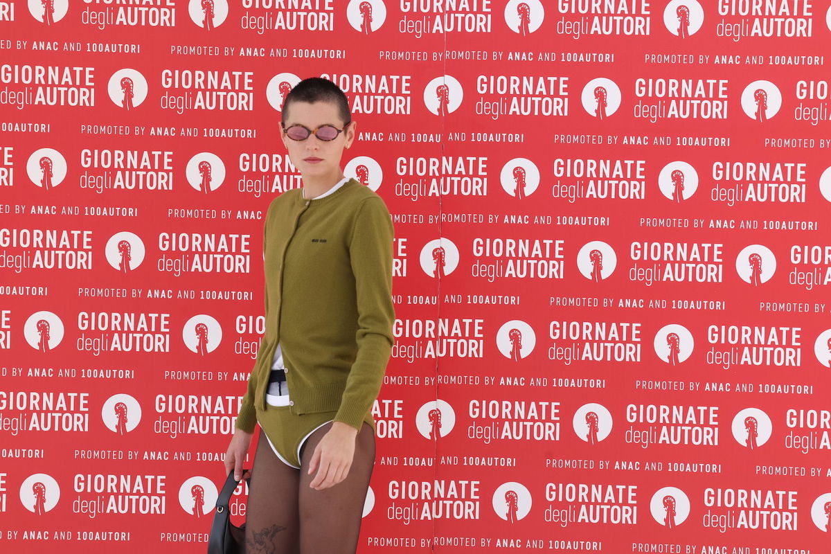 <i>Stefania D'Alessandro/WireImage/Getty Images</i><br/>Emma Corrin attends a photocall for the MiuMiu Women's Tales during the Venice Days at the 80th Venice International Film Festival on September 03